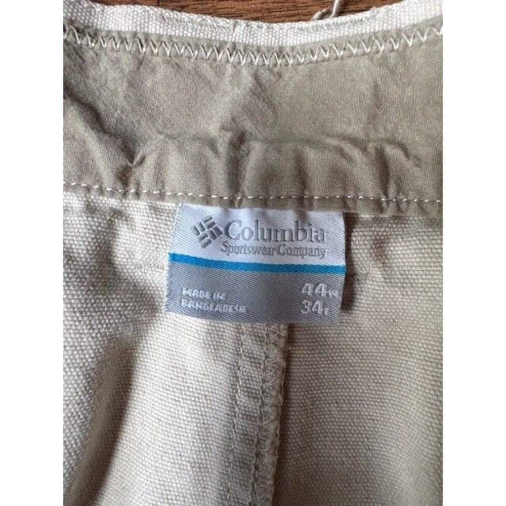 Columbia Mens 6 Pocket Pants Chino Canvas 44 X 34 Tan Outdoor Hiking - Picture 3 of 9